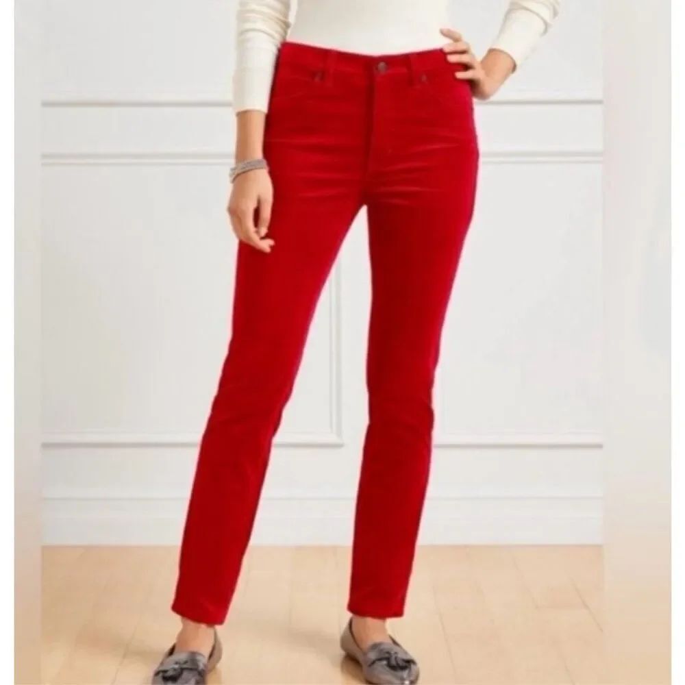 Talbots NWT red velvet straight fabulous five pocket pant 14w petite